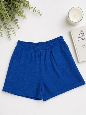 NIP Zenana Cotton Slub Shorts | Classic Blue | Size Small